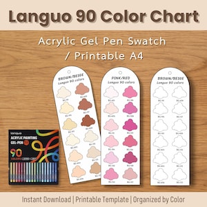 Sjabloon Languo acrylgelpen kleurstaal: 90 kleurenkaart (pdf)