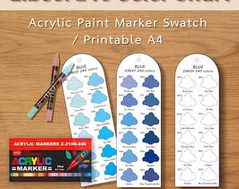 ZiBEEF 240 Marker Color Swatch Chart: Printable Artist Organizer (PDF Download A4)