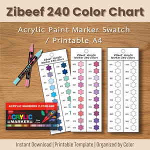 ZiBEEF 240 Marker Color Swatch Chart: Printable Color Organizer (PDF)