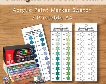 GuangNa 168 Color Acrylic Marker Set:  Color Swatch Template (Digital Download)