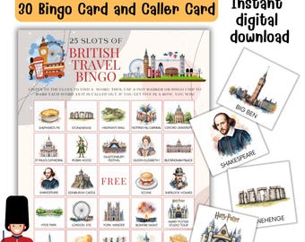 Gra w bingo British Travel: Zabytki i kultura Wielkiej Brytanii (karty do pobrania w formacie PDF)