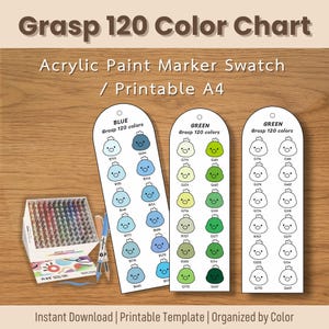 Grasp 120 Acrylic Marker Color Swatch Cards: Printable Color Organizer (PDF)