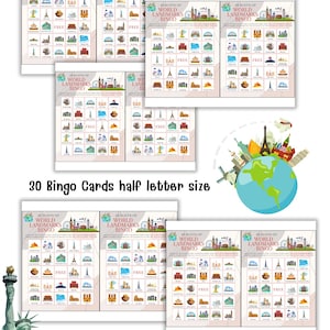 World Landmarks Bingo | Fun & Educational Bingo Game for Kids - Etsy
