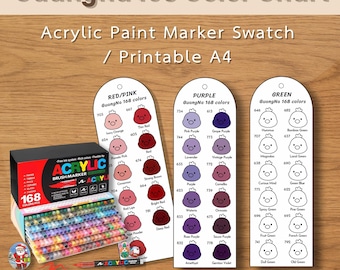 GuangNa 168 Color Acrylic Marker Set:  Color Swatch Template (Digital Download)