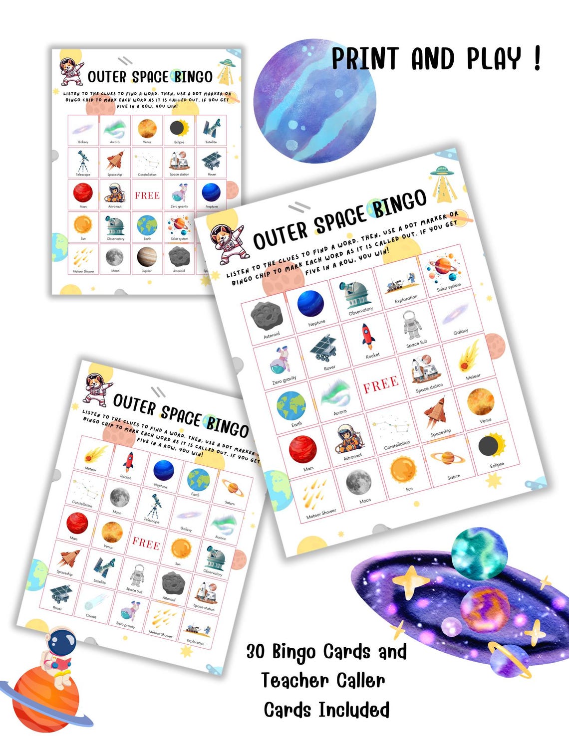 Outer Space Bingo Game – Printable Space Activity for Kids | STEM ...