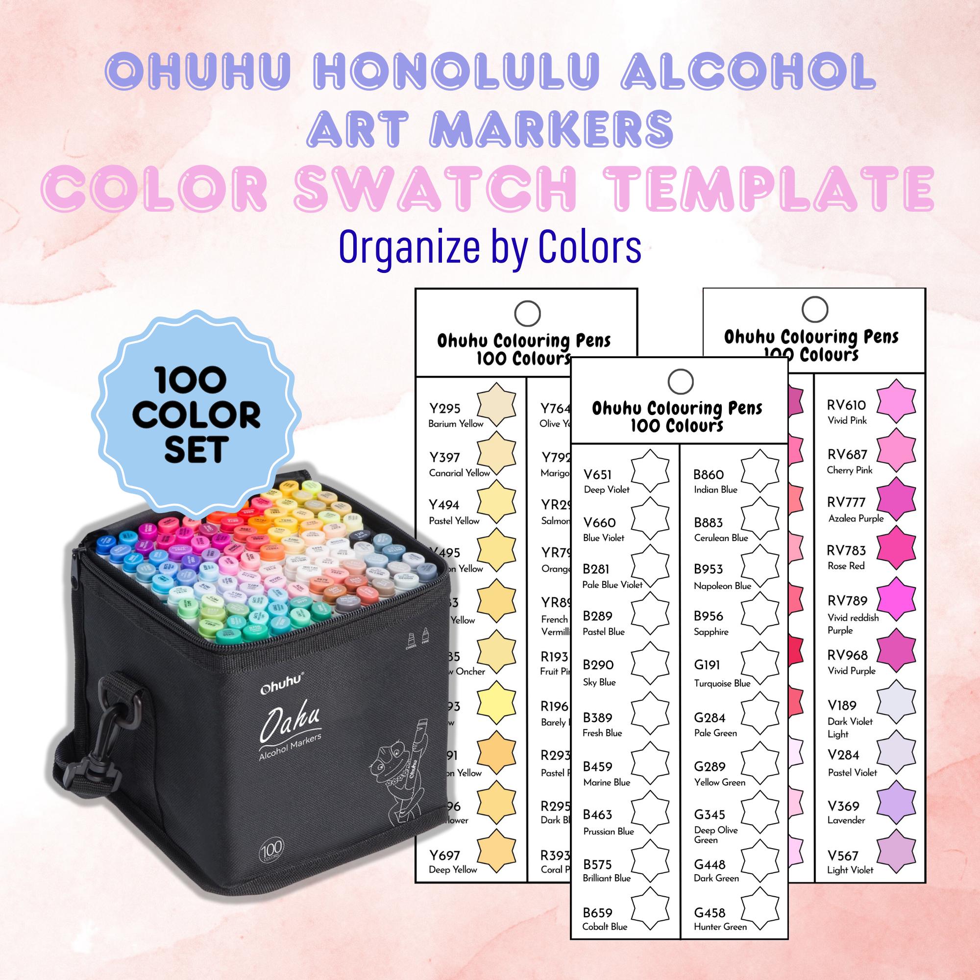 Ohuhu Markers Color Swatch Template: 100 Colors, Printable PDF - Etsy