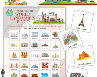 Bingo de Monumentos Mundiales / Juego de Bingo Divertido y Educativo para Niños