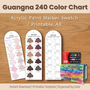 Conjunto de marcadores acrílicos GuangNa 240 cores: modelo de amostra de cores (download digital)