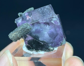 Vibrant Purple Phantom Fluorite: Yaogangxian Cubic UV Crystal Specimen with Multiple Minerals
