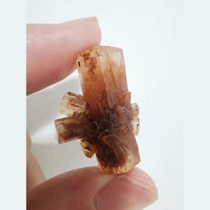 Double Terminated Aragonite, Morocco, Translucent Orange Aragonite Crystal Mineral Specimen, 26 mm