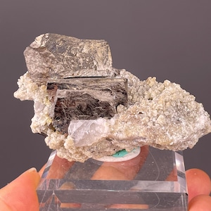 Rare Chinese Chalcopyrite Crystal on Quartz Matrix with Goethite - Metallic Luster Specimen