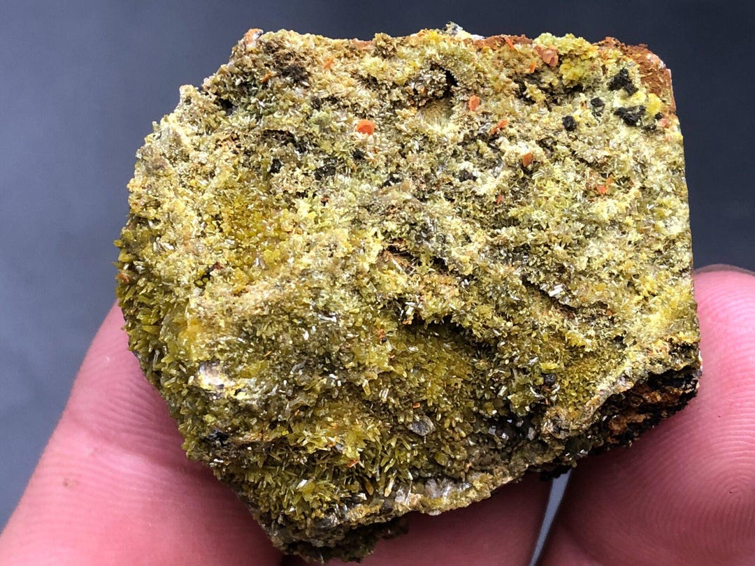 Yellow-green Pyromorphite With Orange Wulfenite | Mineral Specimen - Etsy