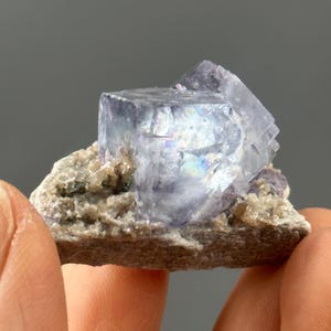 Natural Etched Purple Fluorite Crystal - Unique Stepped Specimen with Dissolution Patterns from YGX on Matrix Raw specimen