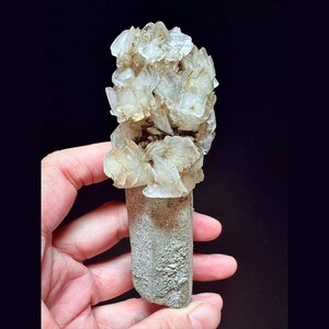 Quartz with Translucent Petal Calcite, Inner Mongolia China, UV Fluorescent Calcite Mineral Specimen