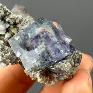 Rare Purple Phantom Fluorite Display: Step Form Crystal with Inclusions - Natural Mineral Specimen