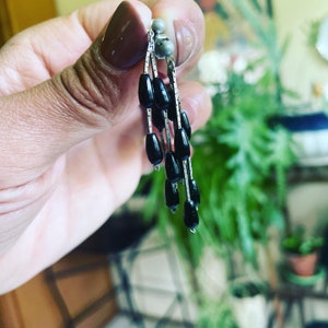 Dangle Earrings - Silver and Black