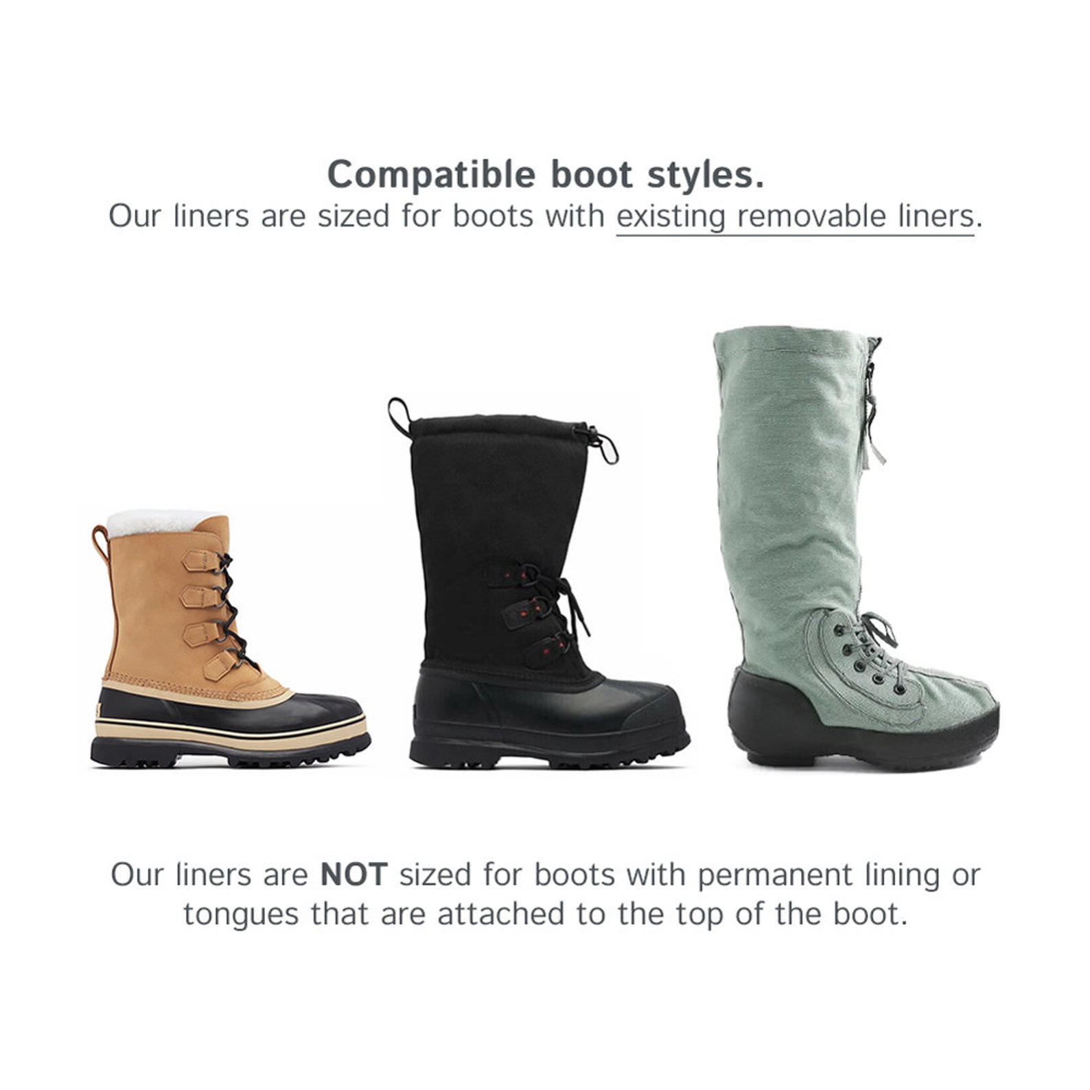 Thinsulate Boot Liners // 10 High // 80 Wool Gray Etsy