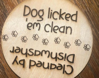 Magnetischer Anhänger für Geschirrspüler: Hund geleckt sauber / Cleaned by Dishwasher