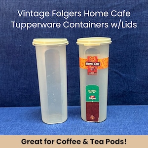 Retro Tupperware Storage Set with Lids for Her Folgers Home Cafe containers for Moms Set of 2 Vintage Kitchen Storage Containers for Grandma