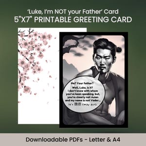 Leuke vaderdagkaart Luke I'm NOT your father SciFi-geïnspireerde humoristische kaart voor papa Verjaardagskaart voor vaders Digitale download