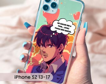 Funny Anime Boy iPhone Case Himbo Quote Phone Cover Tool Pun Gift for Anime Lovers