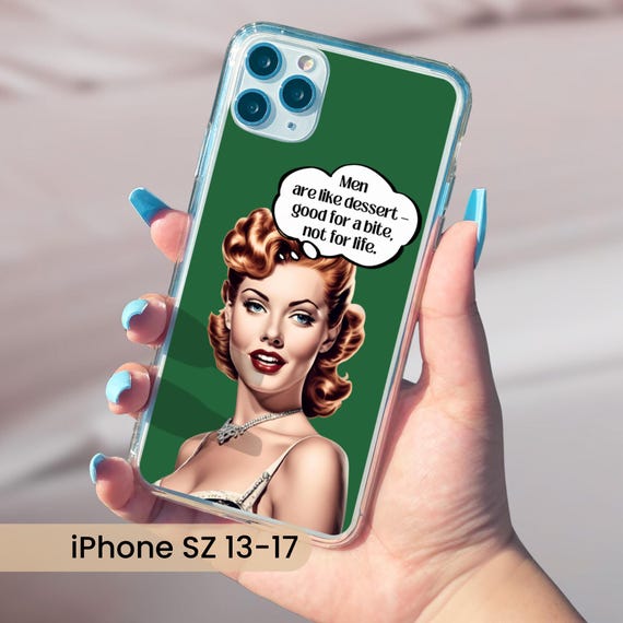 Funny Retro Pin Up iPhone Case Dating Humor Dessert Quote Phone Cover Gift for Women