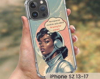 Funny Menopause iPhone Case Retro Sci Fi Phone Case for Women Menopause Module Activated Atomic Age Phone Cover Gift for Mom Aunt