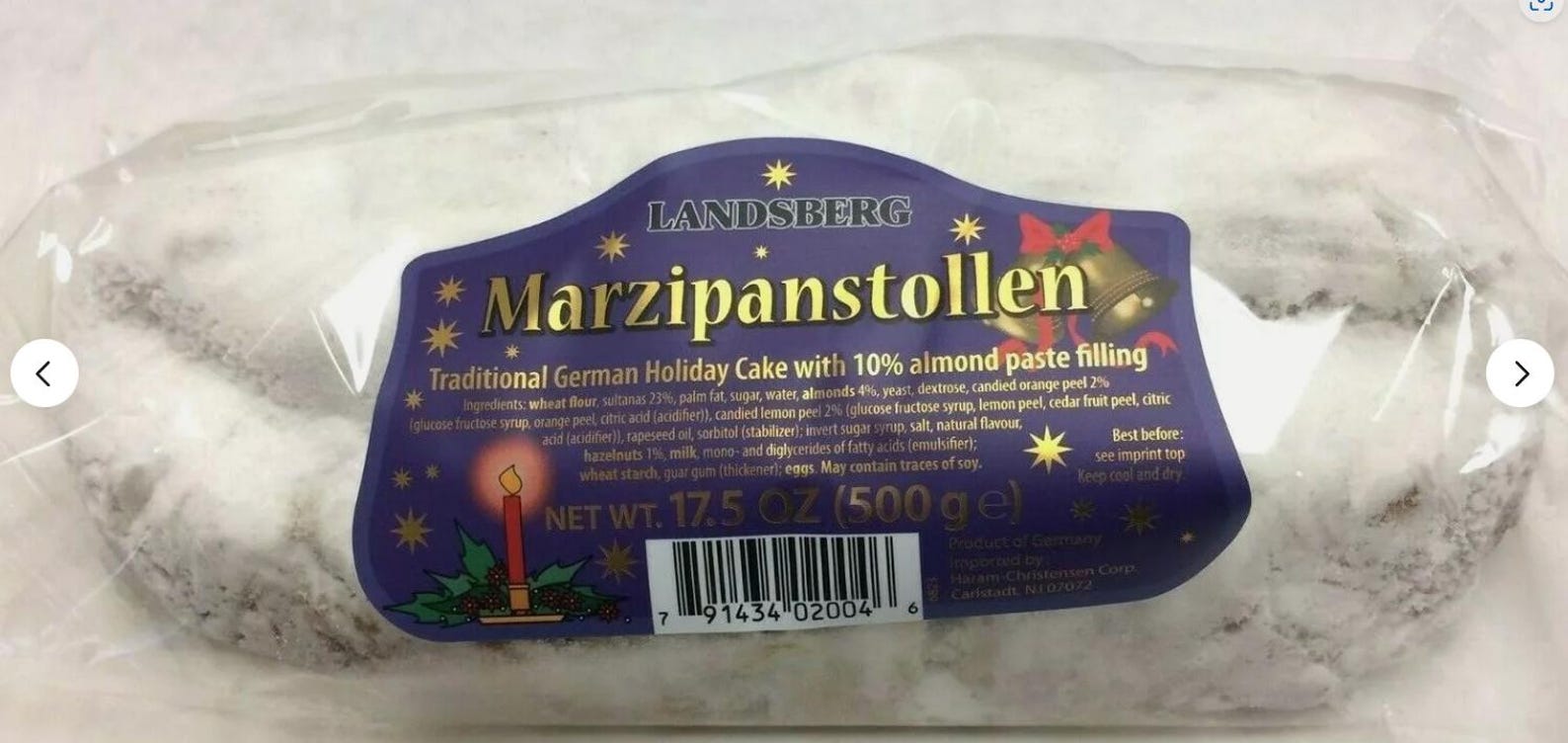 STOLLEN Landsberg Marzipan Stollen 17.5oz/500g