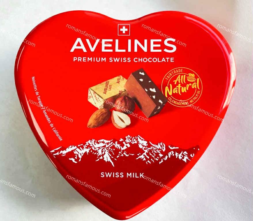 Avelines Hearts Swiss Cross Chocolates Tin Box -150g Free Shipping