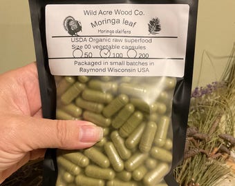 ORGANIC Moringa leaf LARGE dose 700 mg capsule | NO fillers | No binders | Herbal supplement | vegan capsule  | organic capsules  powder