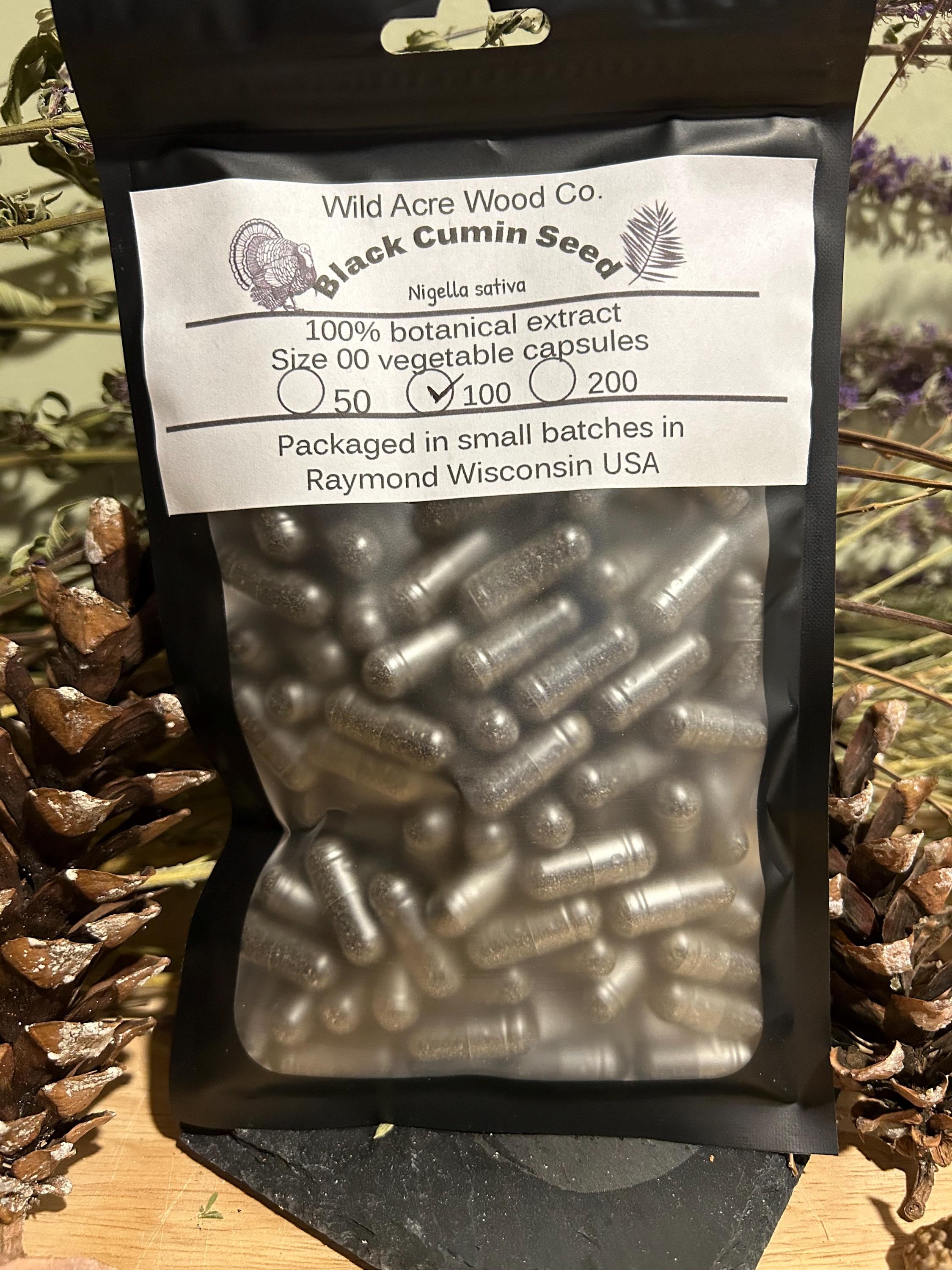 Organic black seed 750 mg LARGE dose cumin seed Nigella sativa Herbal supplement vegan capsule organic vegan capsules kalonji