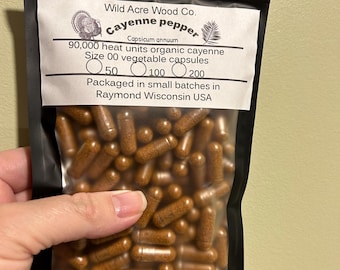 Organic Cayenne pepper LARGE dose 650 mg capsules 90000 HU ExTra High PotencY | Herbal supplement | vegan | Capsicum annuum | veggie capsule