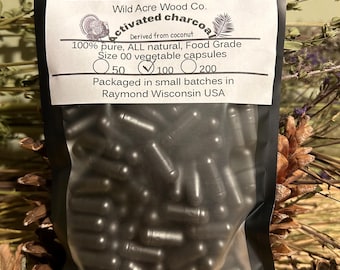 ORGANIC activated charcoal LARGE dose 700 mg capsules derived from organic coconut | Herbal supplement | 100% ALL natural vegan food powder