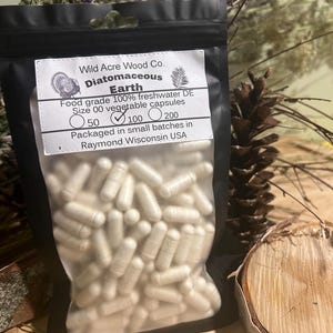Diatomaceous earth food grade freshwater | USA | 600 mg LARGE dose Herbal supplement | vegan capsule  | organic veggie capsules  powder