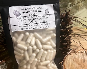 Diatomaceous earth food grade freshwater | USA | 600 mg LARGE dose Herbal supplement | vegan capsule  | organic veggie capsules  powder