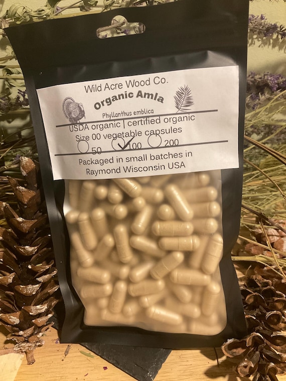Organic Amla LARGE dose 850 mg capsules |Indian gooseberry | Herbal supplement | vegan capsule | NO fillers | organic capsules powder