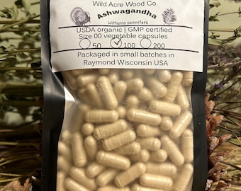 Organic Ashwagandha capsules | USDA Organic | 600 mg raw Herbal supplement | vegan capsule | GMP certified | supplements powder