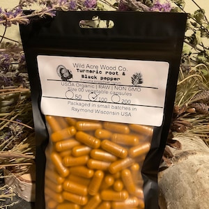ORGANIC Turmeric & black pepper 850 mg LARGE dose | Piper nigrum | Curcuma longa Herbal supplement | vegan capsule | capsules | joints joint
