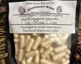 Organic Shatavari root capsules | USDA Organic | 600 mg raw Herbal supplement | vegan capsule | USDA organic |