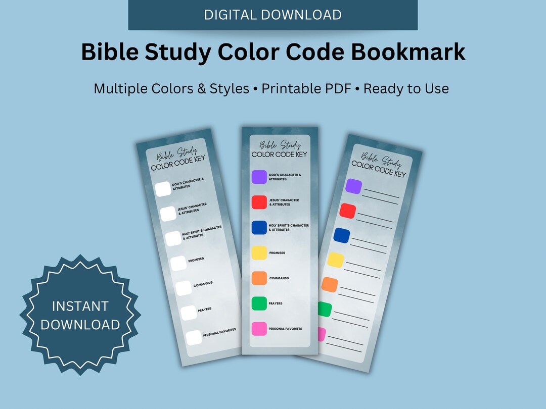 Color Code Key Printable Bible Study Color Code Key Bookmark | Printable Scripture Highlighting ...