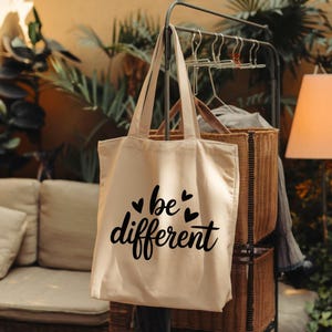 Sei anders | Schicke Baumwoll-Einkaufstasche für jeden Anlass, Strandtasche, umweltfreundliche Tasche, stilvolle Einkaufstasche, Arbeitstasche