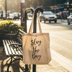 Töte den Tag | Schicke Baumwoll-Einkaufstasche für jeden Anlass, Strandtasche, umweltfreundliche Tasche, stilvolle Einkaufstasche, Arbeitstasche