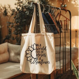 Niedliche Sonnenblume | Schicke Baumwoll-Einkaufstasche für jeden Anlass, Strandtasche, umweltfreundliche Tasche, stilvolle Einkaufstasche, Arbeitstasche, Büchertasche
