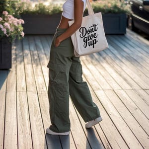 Gib nicht auf | Schicke Baumwoll-Einkaufstasche für jeden Anlass, Strandtasche, umweltfreundliche Tasche, stilvolle Einkaufstasche, Arbeitstasche