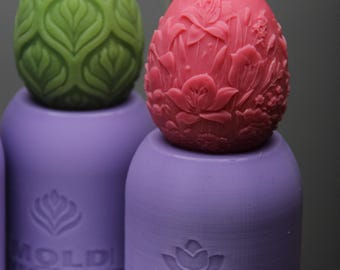 Floral Easter Egg Silicone Mold: Candle, Wax, Plaster
