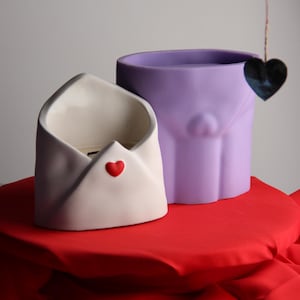 Envelope & Pot Silicone Mold: Valentine's Candle, Concrete, Jesmonite