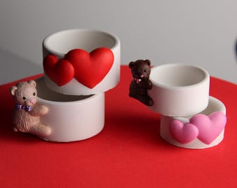 Heart & Bear Silicone Mold: Candle, Plaster, Concrete