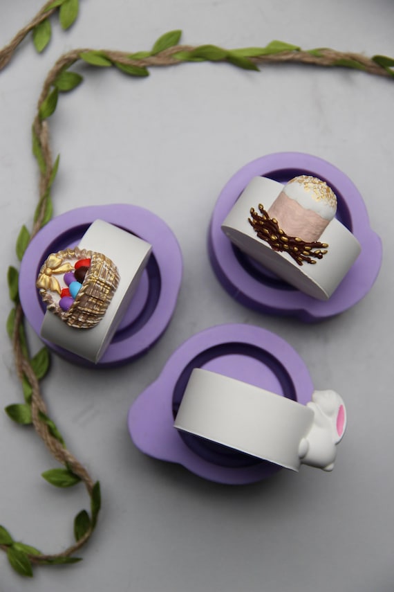 2 Stampini Silicone Conigli Pasquali - Per Candele, Cioccolato E Decorazioni Festive