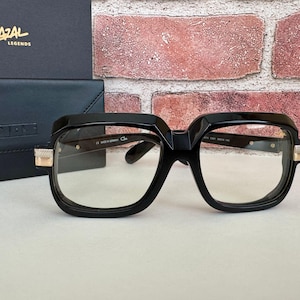 CAZAL Eyeglasses Frame, Mod 607 Vintage Black & Gold Frame Clear Lens Luxury Eyewear, Unisex Birthday Gift, Mother Day Gift