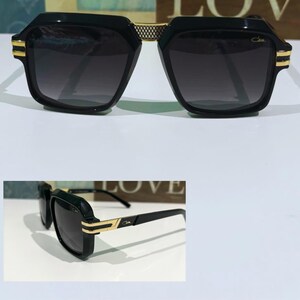 Gafas de sol vintage Cazal, modelo 8039, montura negra y dorada, lentes oscuras para hombre y mujer, regalo para el Día del Padre, regalo para papá, regalo para mamá.